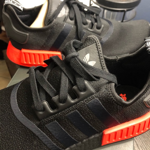 adidas nmd black solar red
